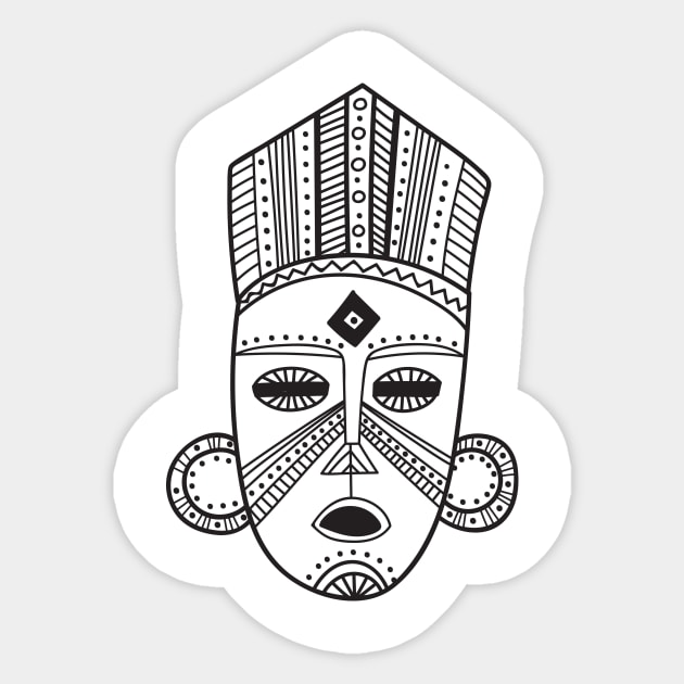 Tribal mask Black Sticker by yuliia_bahniuk